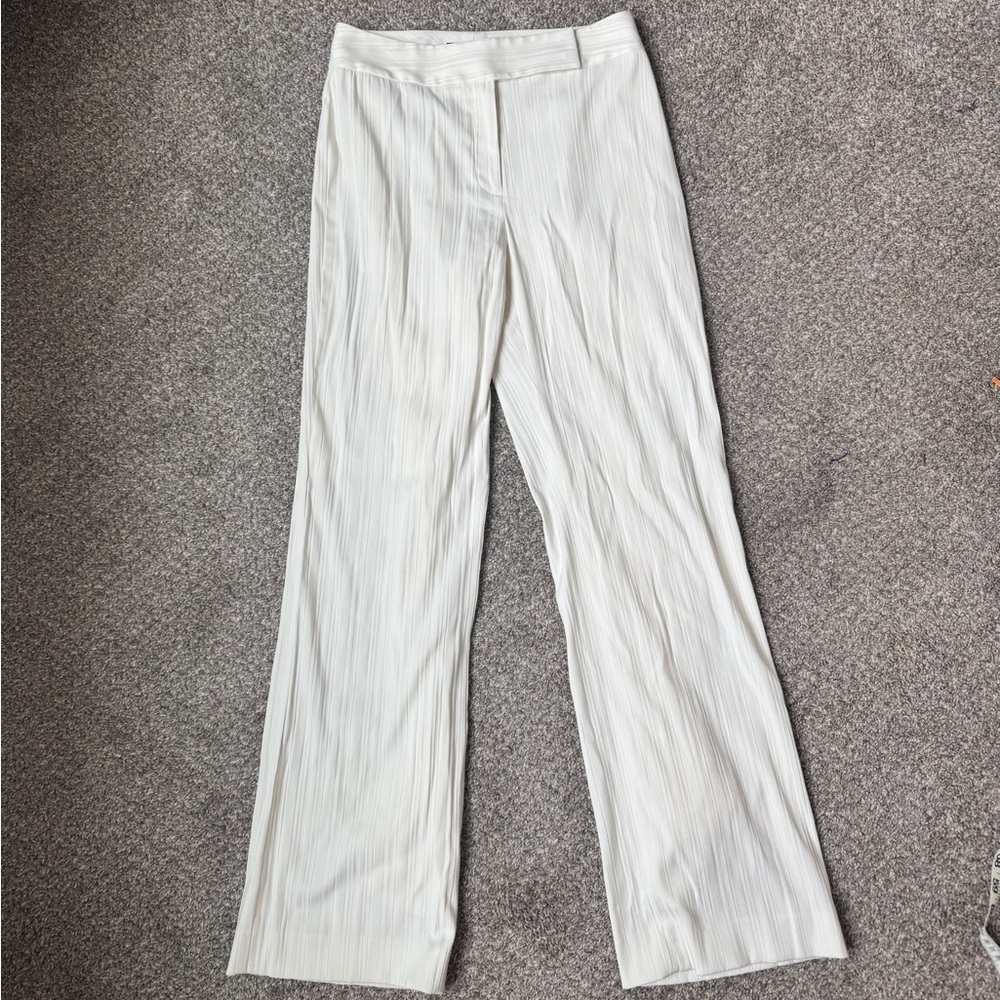 Alex Marie Cream Wide-Leg Textured Pants